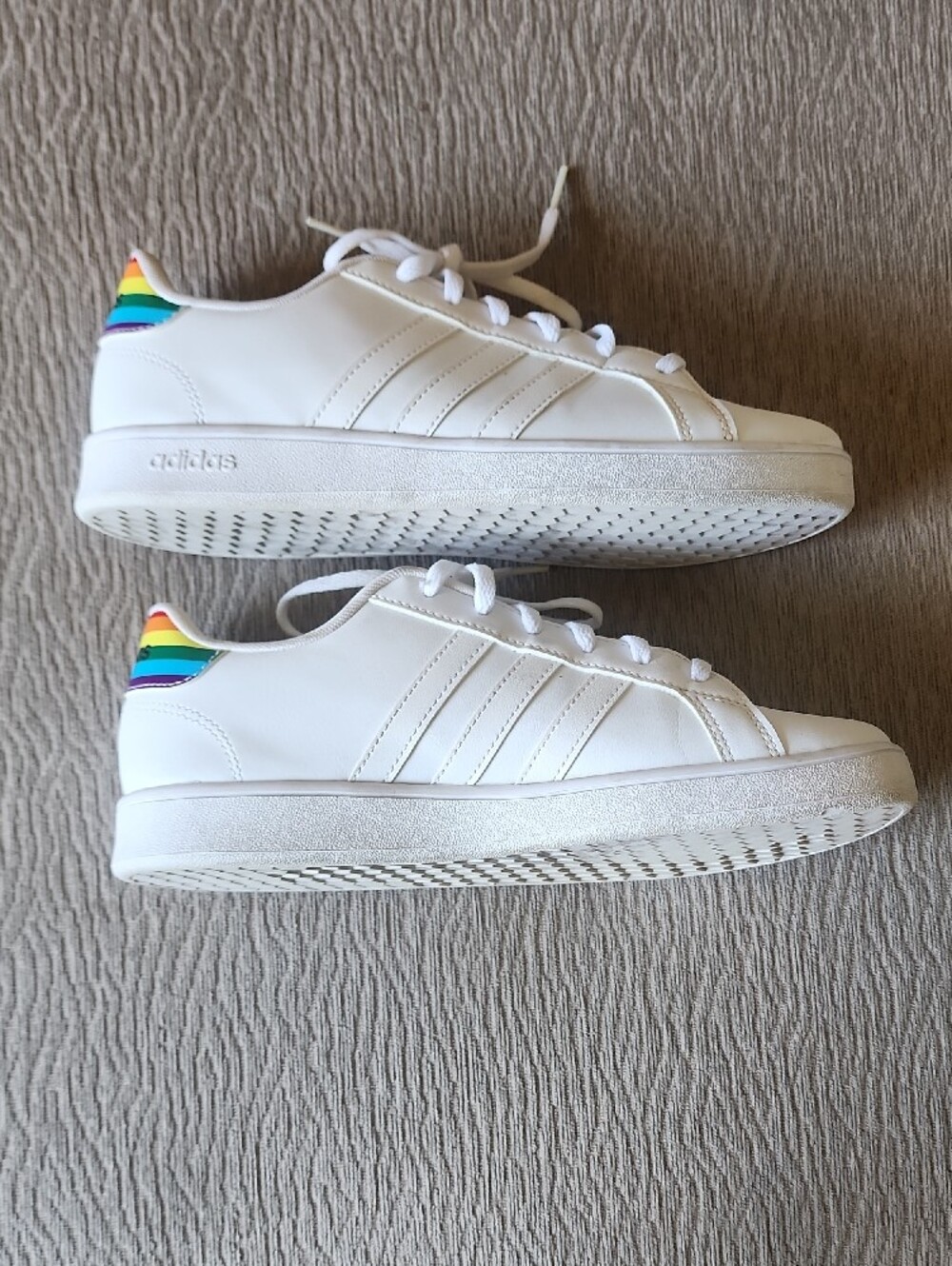 Adidas Grand Court Rainbow Pride White Low-Top Sneakers - Picture 6 of 9
